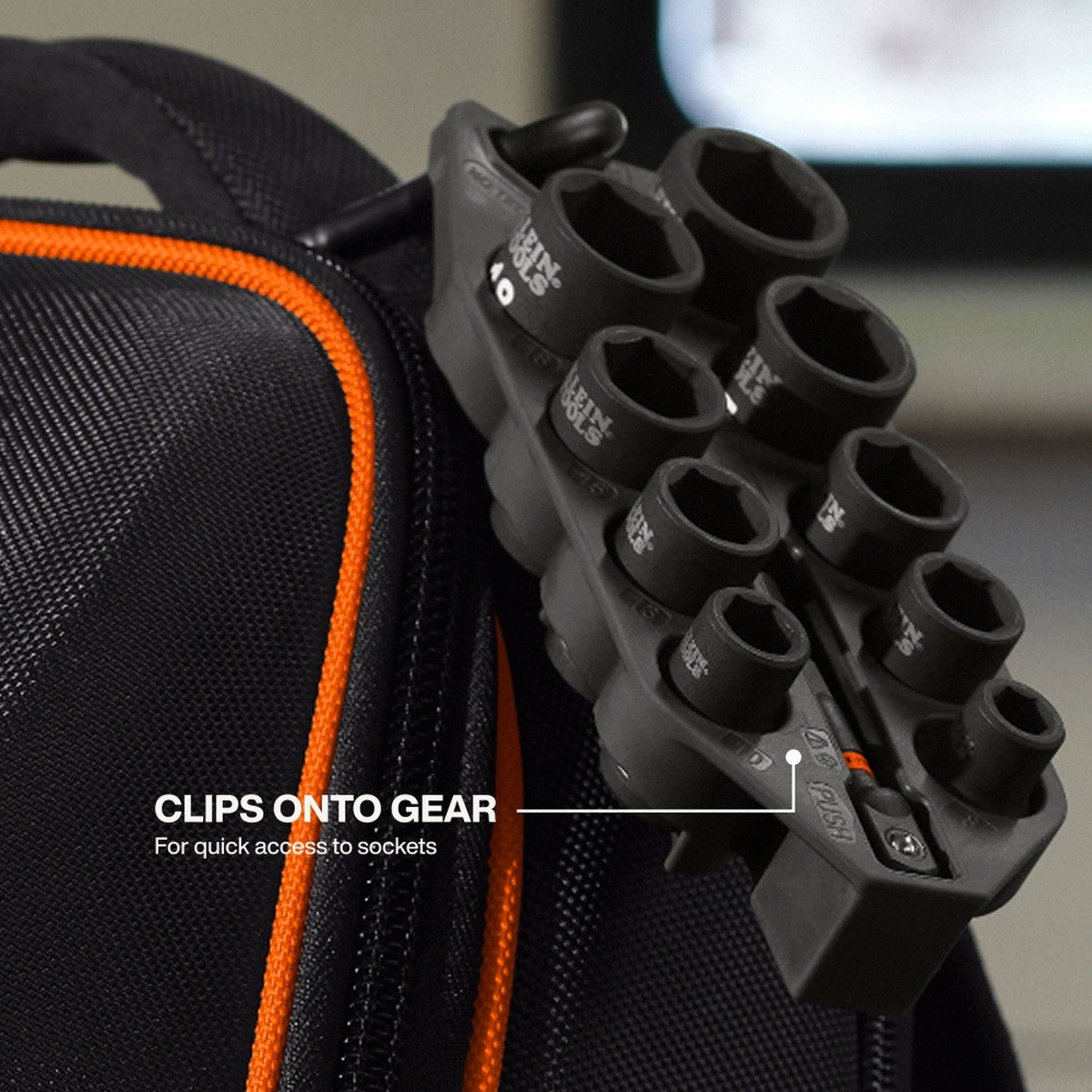 Klein 33809M Grab-And-Go Metric Impact Socket Set 3/8 in Drive with Adapter and Carabiner (10-Piece) - 6