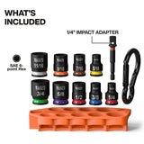 Klein 33809 Grab-And-Go SAE Impact Socket Set with Carabiner and 1/4 in. Impact Adapter (10 Piece) - 2