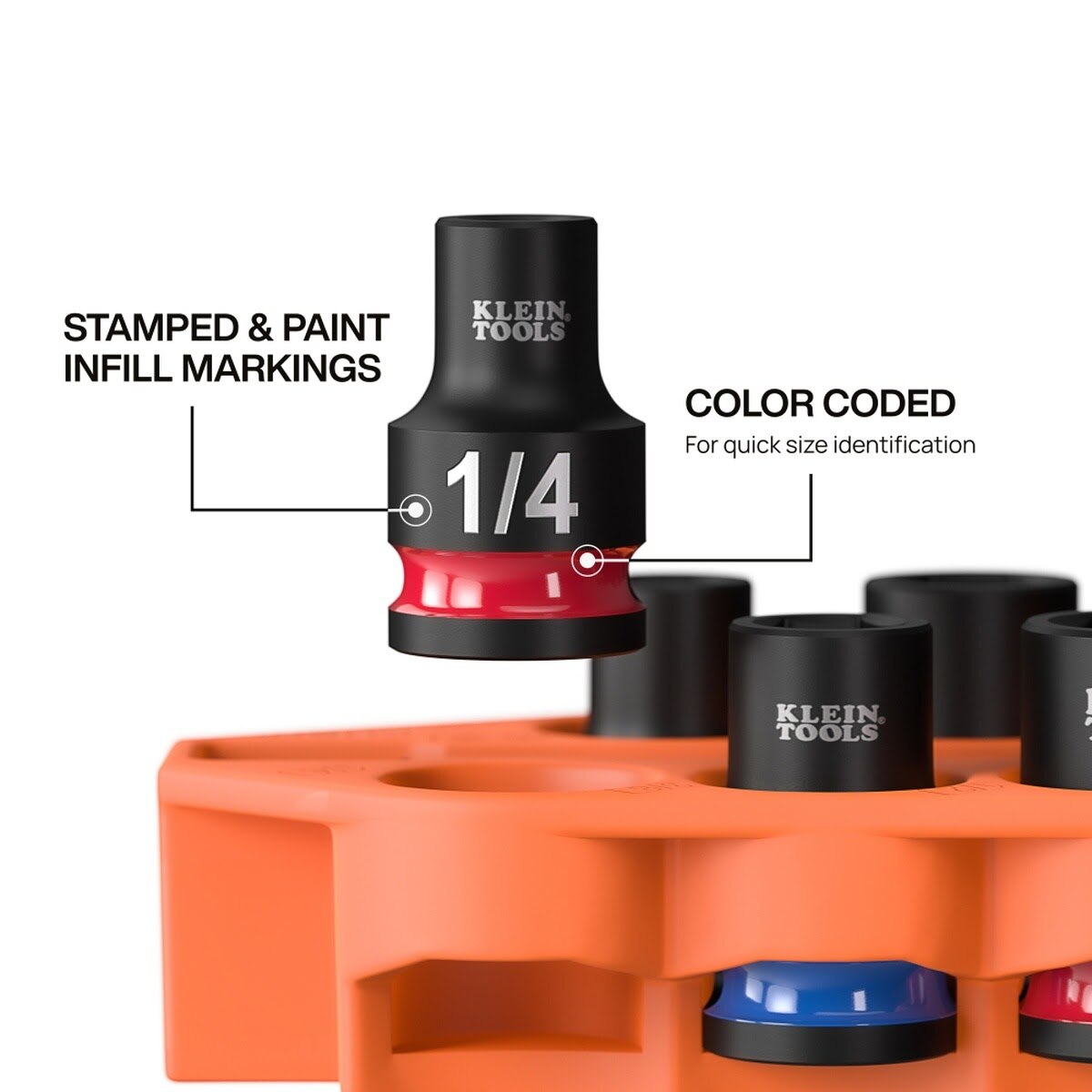Klein 33809 Grab-And-Go SAE Impact Socket Set with Carabiner and 1/4 in. Impact Adapter (10 Piece) - 3