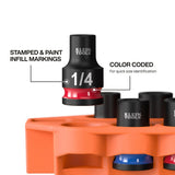 Klein 33809 Grab-And-Go SAE Impact Socket Set with Carabiner and 1/4 in. Impact Adapter (10 Piece) - 3