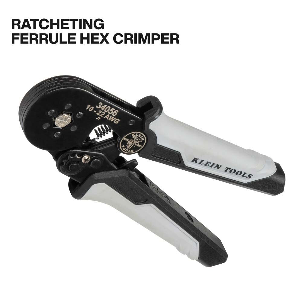 Klein 34061 Ratcheting Ferrule Hex Crimper Set with 1200 Terminals and Storage Case - 8