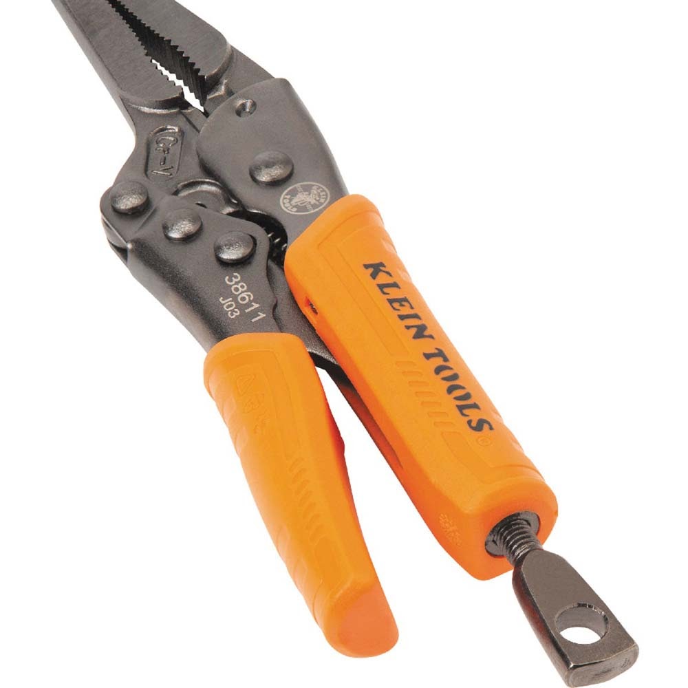 Klein 38664 Locking Pliers Set, C-Clamp, Long Nose, Curved Jaw, 3-Piece - 4