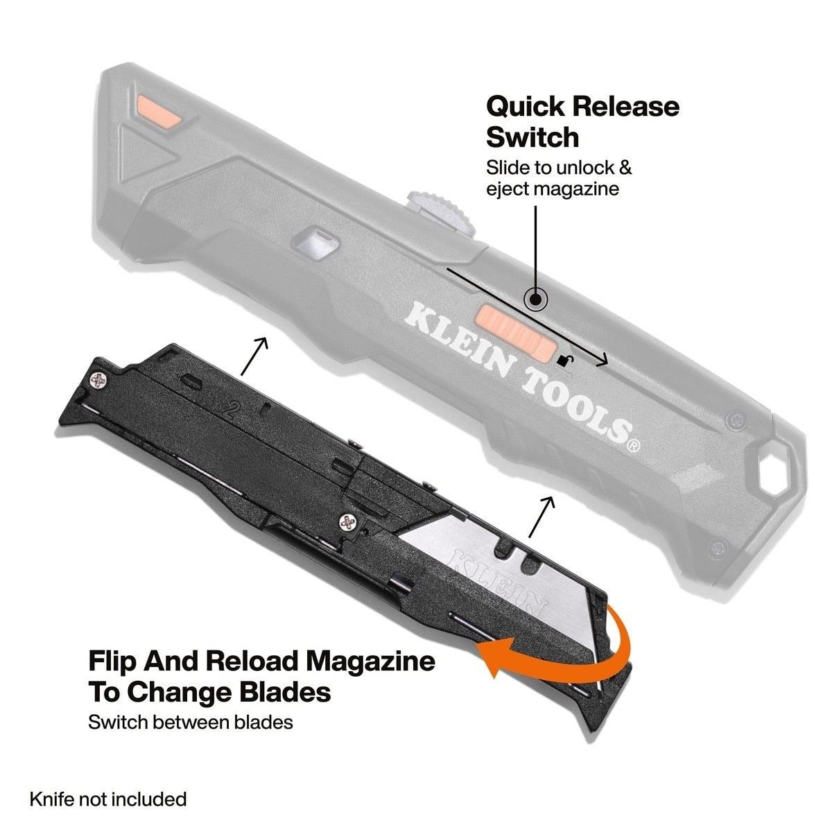 Klein 44308BL Dual-Sided Blade Magazine for Auto-Loading Utility Knife with Standard Blades (10 Pack) - 3