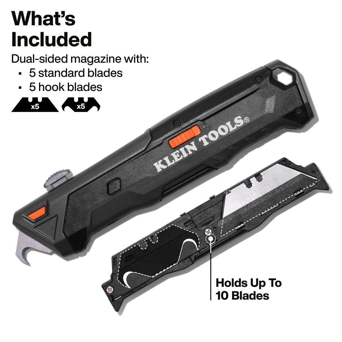 Klein 44308 6.8" Auto-Loading Retractable Utility Knife with Dual-Sided Blade Magazine (10 Blades) - 2