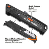 Klein 44308 6.8" Auto-Loading Retractable Utility Knife with Dual-Sided Blade Magazine (10 Blades) - 4
