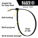 Klein 450-210 Cable Ties, 50 lb Tensile Strength, 11.5 Inch, Black (100 Pack) - 2