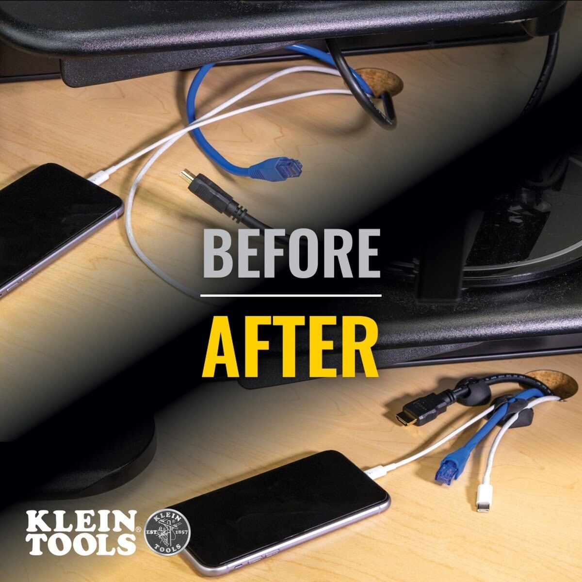 Klein 450-400 Self-Adhesive Cable Mounting Clips, 1 Slot (10 Pack) - 10