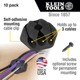 Klein 450-410 Self-Adhesive Cable Mounting Clips, 3-Slot (10 Pack) - 2
