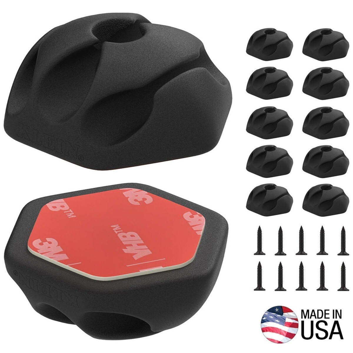 Klein 450-410 Self-Adhesive Cable Mounting Clips, 3-Slot (10 Pack) - 3