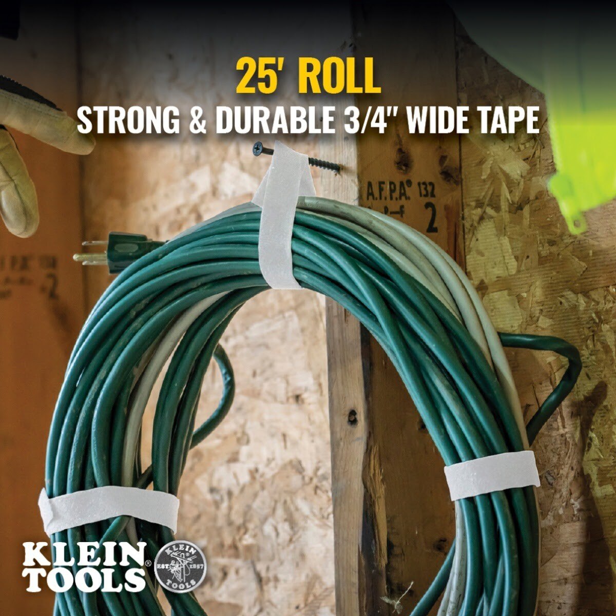 Klein 450-960 Hook and Loop Tape, 3/4 Inch x 25 Foot, White, Custom-Length Cable Ties (1 Roll) - 6