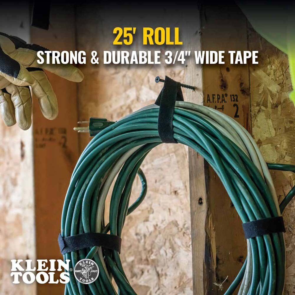 Klein 450950 Hook and Loop Tape, 3/4-Inch, 25-Foot, Black, Custom Length Cable Ties - 2