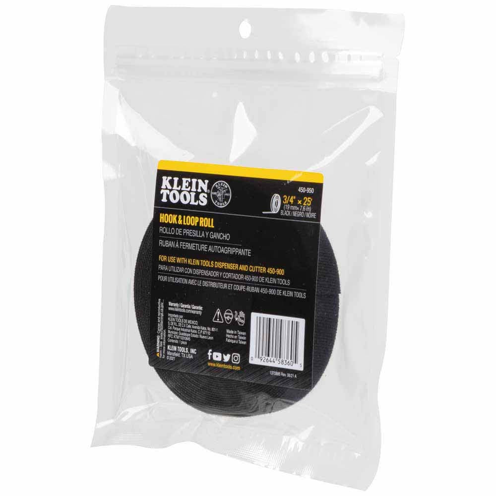 Klein 450950 Hook and Loop Tape, 3/4-Inch, 25-Foot, Black, Custom Length Cable Ties - 5