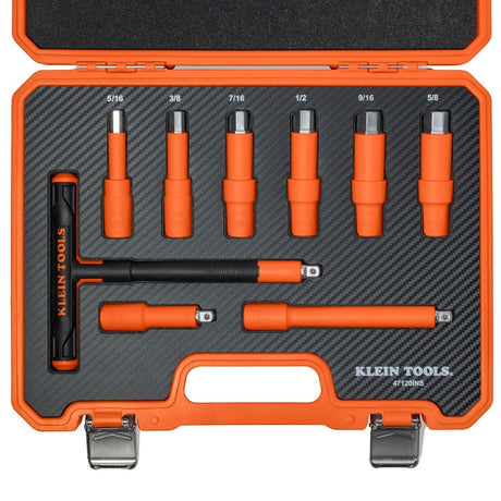 Klein 47120INS Insulated T-Handle and Hex Bit Set 1000V Rated with Case 15" x 11" x 3" (9 Piece)