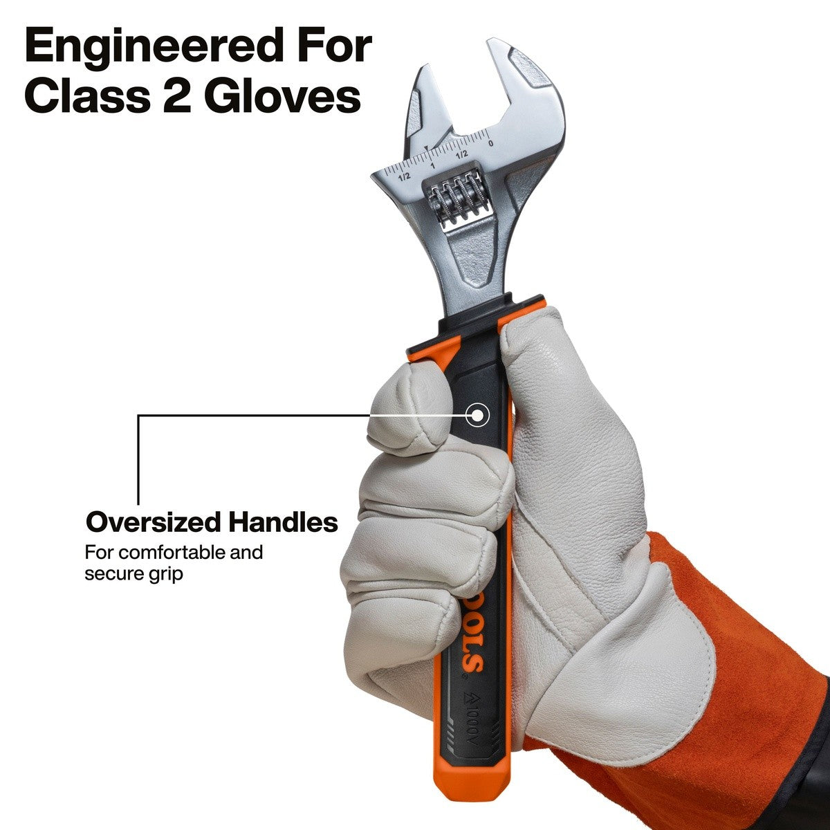 Klein 47130INS 12.5" 1000V Rated Insulated Adjustable Wrench with Wear Indicator - 4