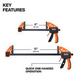 Klein 47552 Speed-Klamp 6 in. and 12 in. Quick Clamps with 150 lb Clamping Force, Dual Clamp/Spreader (4 Pack) - 3