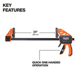 Klein 47558 Speed-Klamp 24-Inch Quick Clamp with 300 lb Clamping Force (1 Pack) - 2