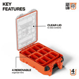 Klein 54500MBX MODbox Half Width Tall Component Box Organizer with Clear Stay-Put Lid IP65 Rated 10.9 in. x 15.5 in. x 5.2 in. (1 Pack) - 2