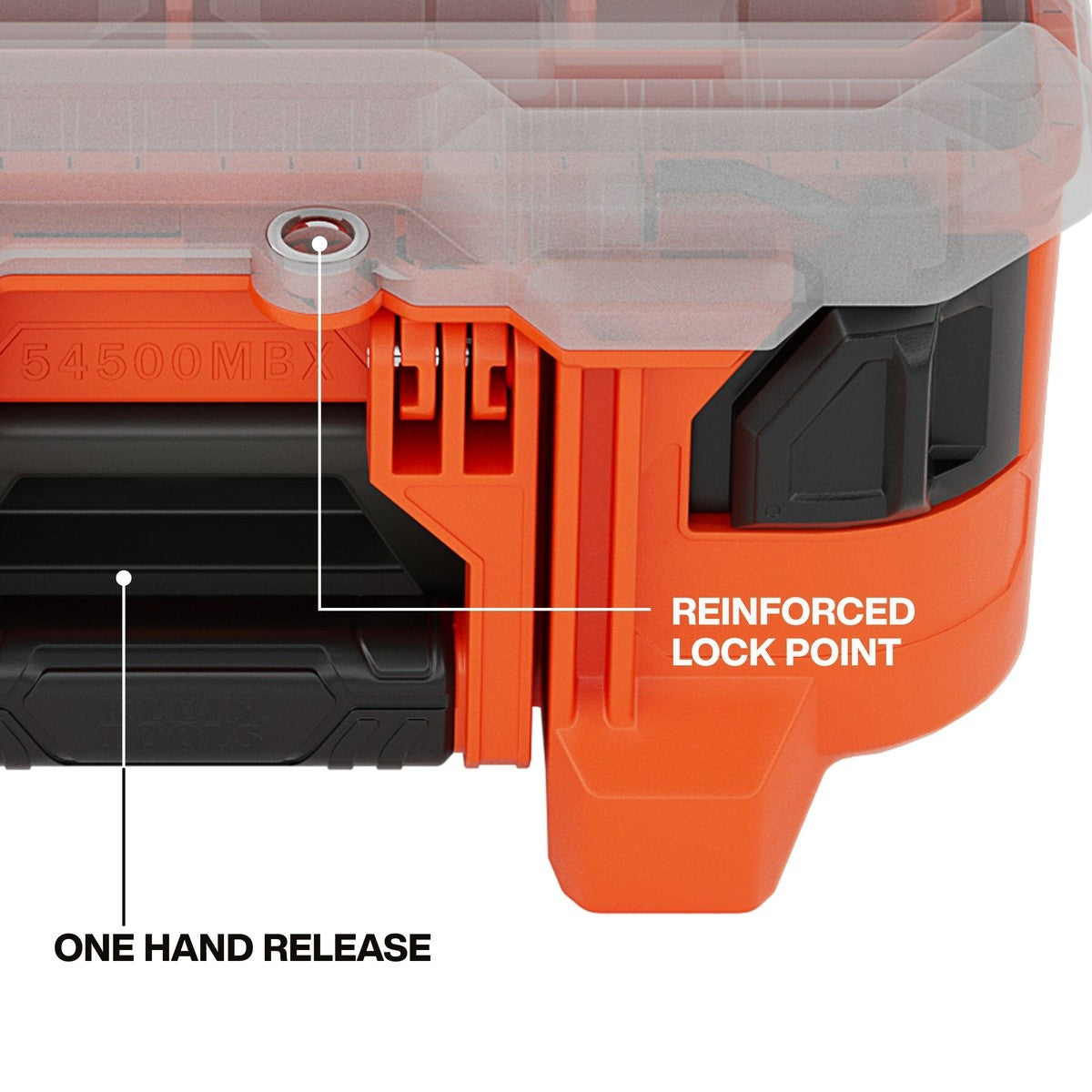 Klein 54500MBX MODbox Half Width Tall Component Box Organizer with Clear Stay-Put Lid IP65 Rated 10.9 in. x 15.5 in. x 5.2 in. (1 Pack) - 4