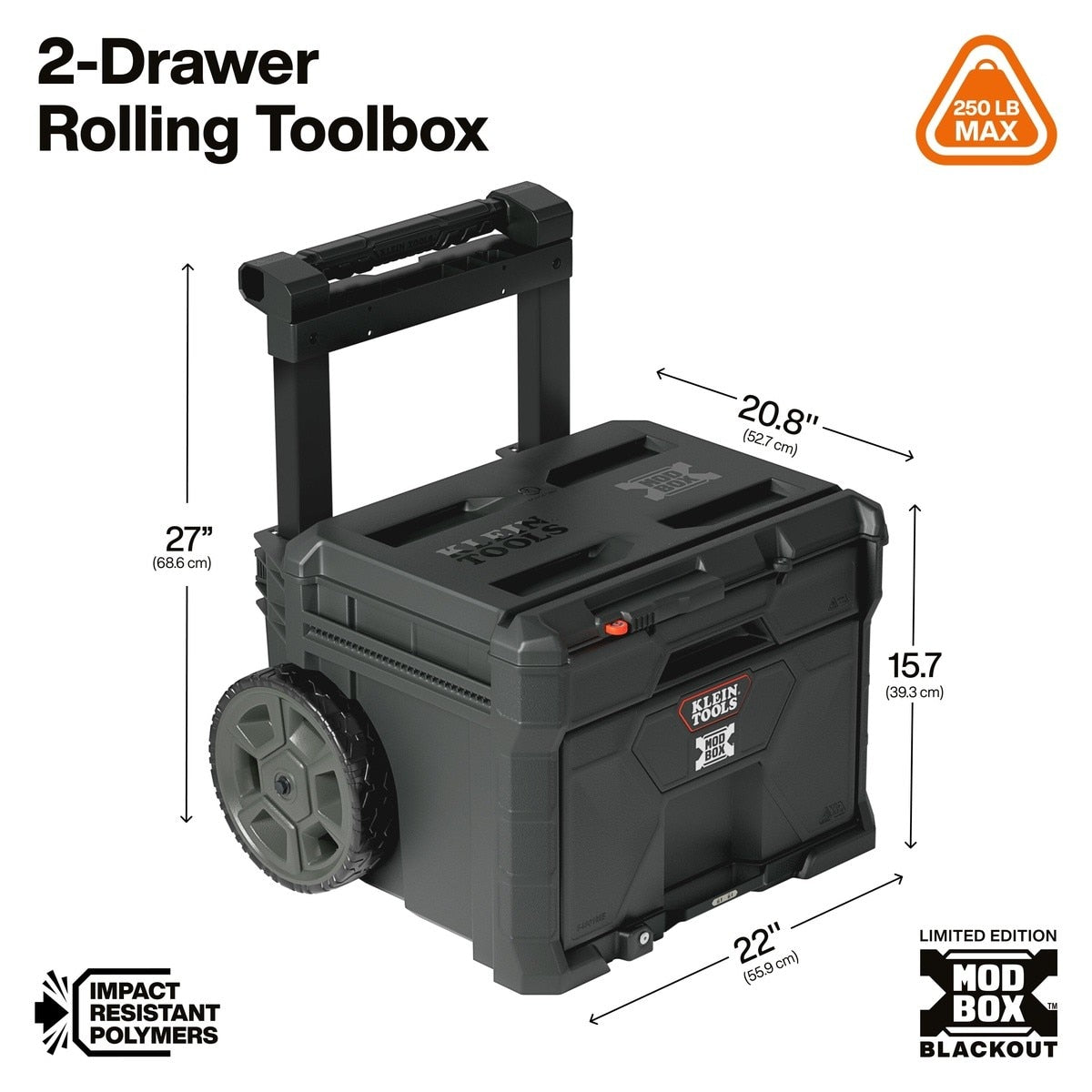 Klein 548BLKSTK MODbox Blackout Rolling Tool Storage Set with Drawers and Component Box (3 Piece Set) - 3