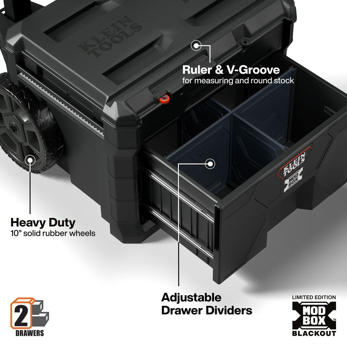 Klein 548BLKSTK MODbox Blackout Rolling Tool Storage Set with Drawers and Component Box (3 Piece Set) - 4