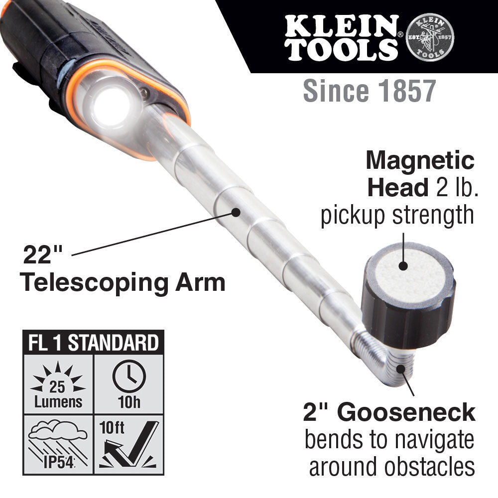 Klein 56027 Telescoping Magnetic LED Pickup Tool - 6