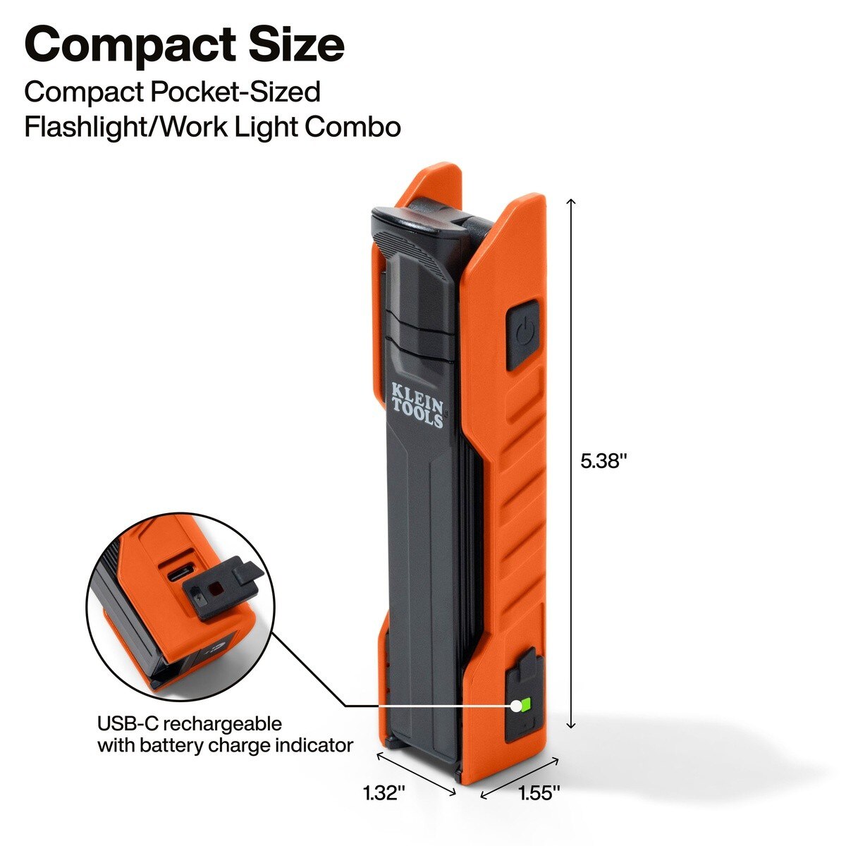 Klein 56073 Rechargeable Handheld Folding Work Light with Built In Spotlight and Magnetic Base (1 Each) - 2