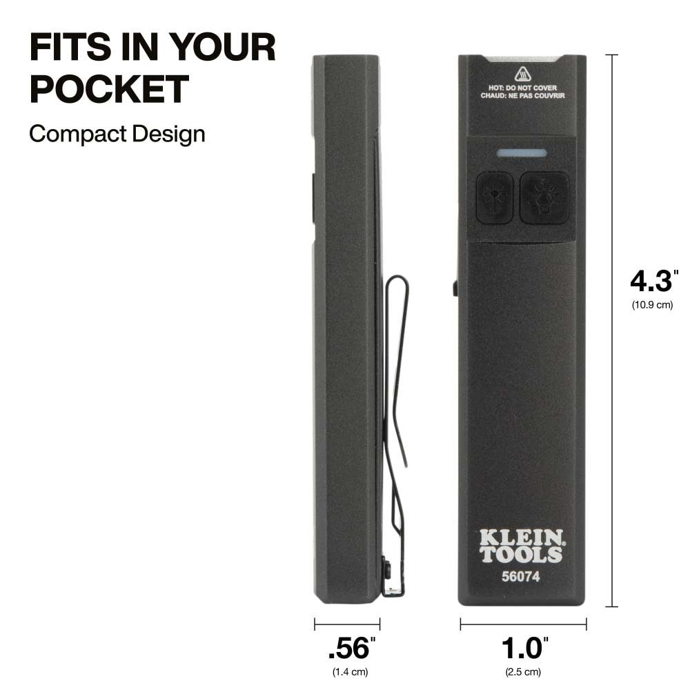 Klein 56074 Klein Slim-Profile LED Pocket Flashlight with Laser Rechargeable USB-C Compact Design - 4