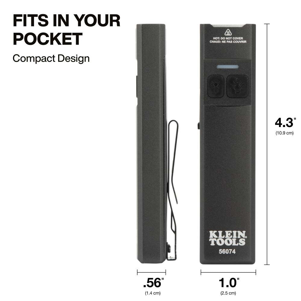 Klein 56074 Klein Slim-Profile LED Pocket Flashlight with Laser Rechargeable USB-C Compact Design - 4