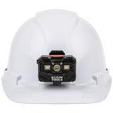 Klein 60107RL Hard Hat, Non-Vented, Cap Style with Rechargeable Headlamp, White