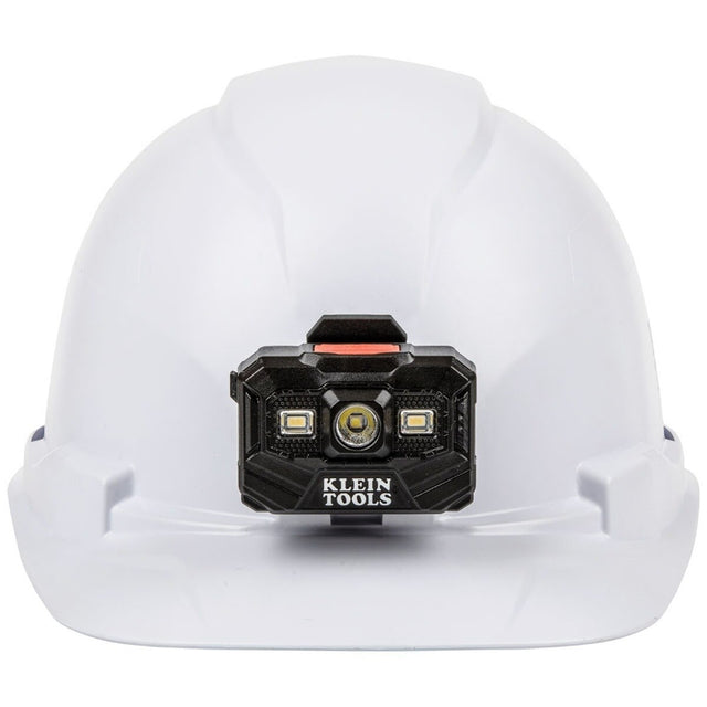 Klein 60107RL Hard Hat, Non-Vented, Cap Style with Rechargeable Headlamp, White