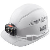 Klein 60113RL Hard Hat, Vented Cap Style with Rechargeable Headlamp, White (Each)