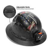Klein 60347FS Freedom Series KARBN Pattern Vented Full Brim Class C Hard Hat with Rechargeable Headlamp - 4