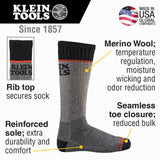 Klein 60381 Merino Wool Thermal Socks, Large (1 Pair) - 2
