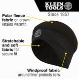 Klein 60383 Winter Helmet Liner with Polar Fleece and Windproof Ear Coverage (One Size Fits Most) - 2