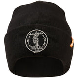 Klein 60388 Heavy Knit Hat, Black, Vintage Patch Logo (One Size Fits Most)