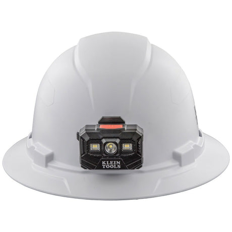 Klein 60406RL Hard Hat, Non-Vented, Full Brim with Rechargeable Headlamp, White (Each)