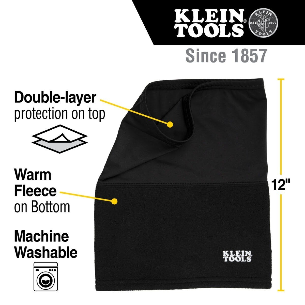 Klein 60466 Neck and Face Warming Half-Band, Black (One Size Fits Most) - 2