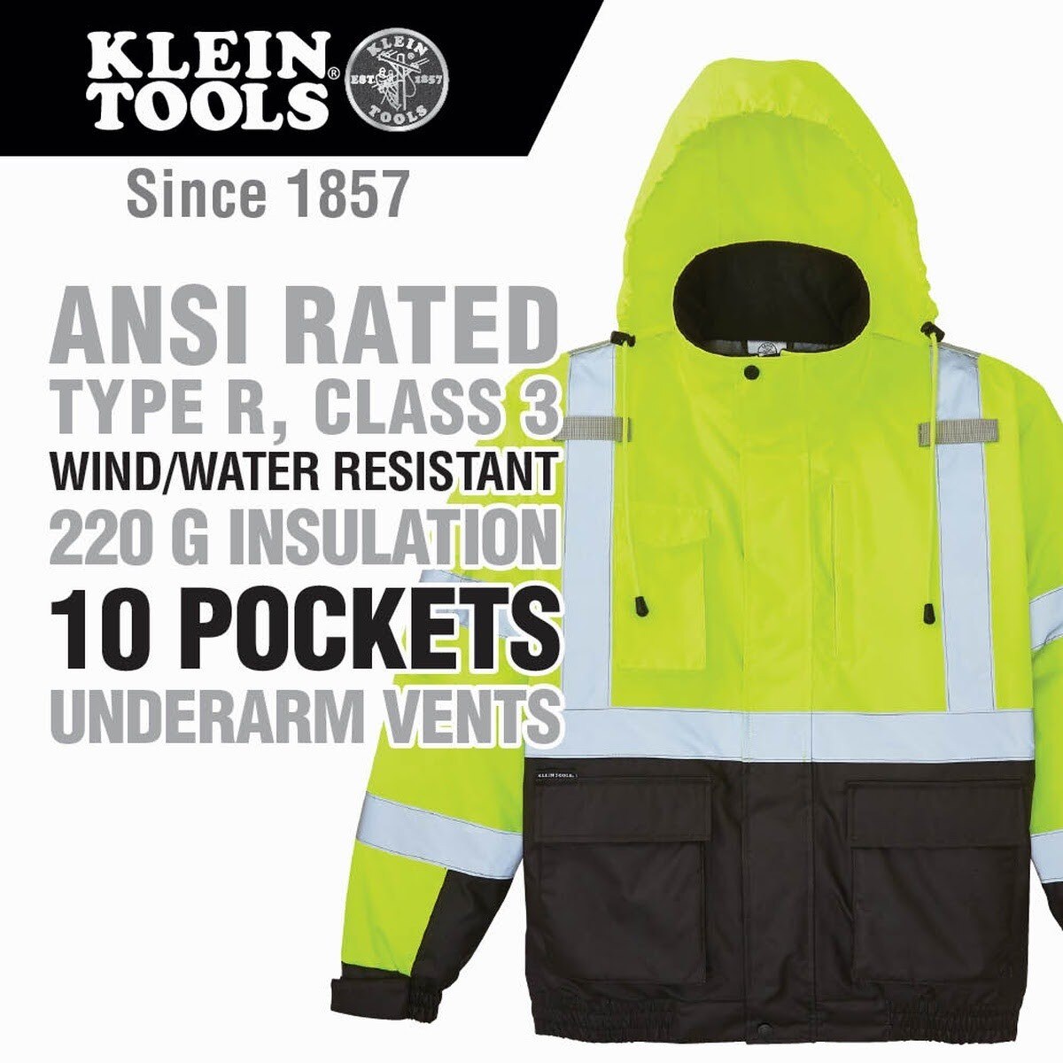 Klein 60501 High-Visibility Winter Bomber Jacket, 2XL - 2