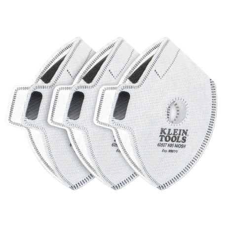 Klein 60507 NIOSH N95 Replacement Filters for Reusable Face Mask with Hook and Loop Fasteners 4.8 in. x 6 in. (3 Pack)