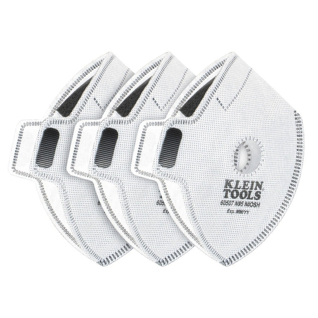 Klein 60507 NIOSH N95 Replacement Filters for Reusable Face Mask with Hook and Loop Fasteners 4.8 in. x 6 in. (3 Pack)