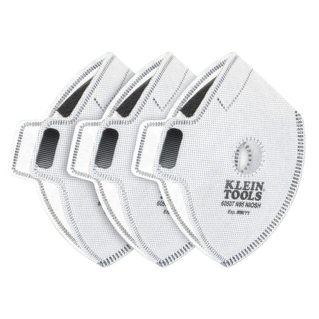 Klein 60507 NIOSH N95 Replacement Filters for Reusable Face Mask with Hook and Loop Fasteners 4.8 in. x 6 in. (3 Pack)