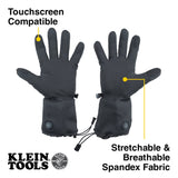 Klein 60795 Rechargeable Heated Work Glove Liners with Knit Dipped Gloves, Large - 3