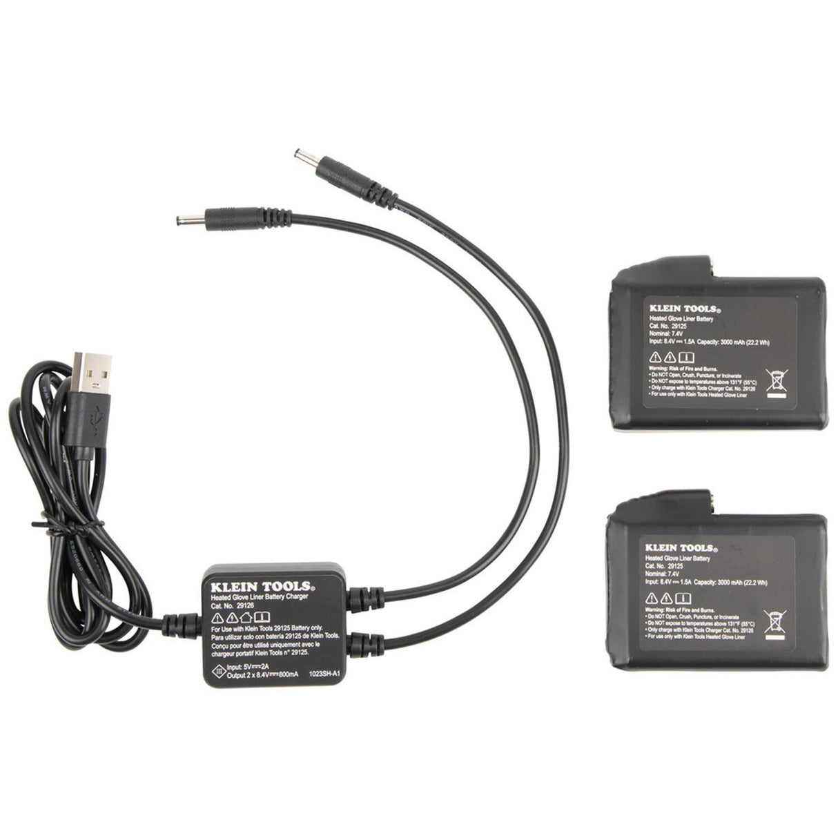 Klein 60795 Rechargeable Heated Work Glove Liners with Knit Dipped Gloves, Large - 4