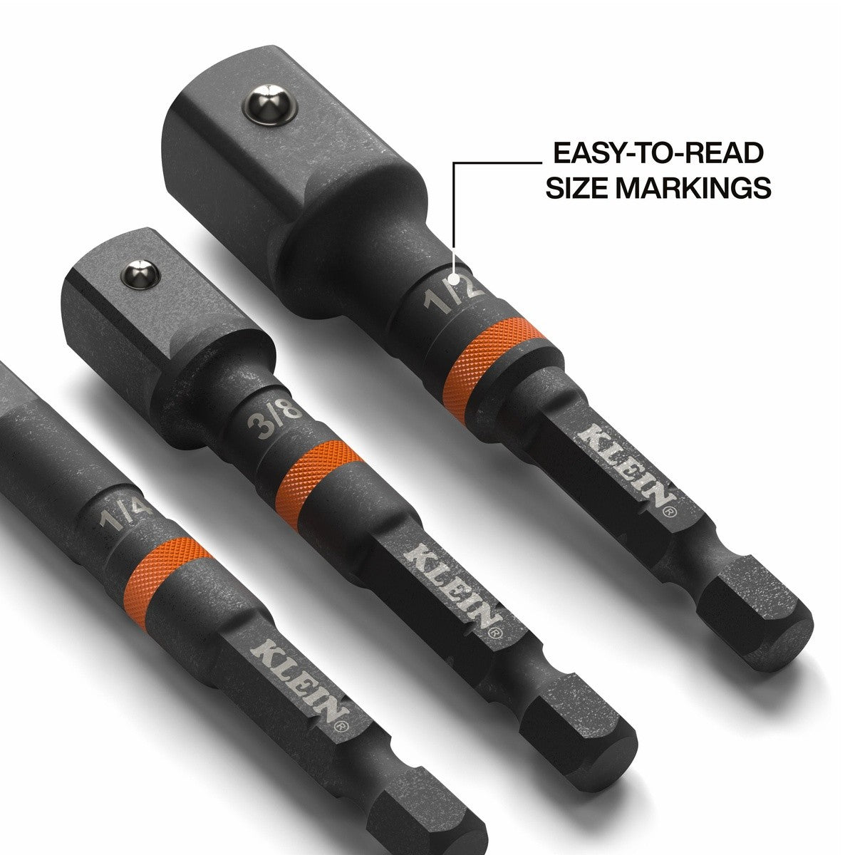 Klein 65030A 3-Inch Impact Socket Adapter Set with 1/4, 3/8 and 1/2 in. Square Drive Outputs (3-Piece Set) - 2
