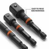 Klein 65030A 3-Inch Impact Socket Adapter Set with 1/4, 3/8 and 1/2 in. Square Drive Outputs (3-Piece Set) - 2