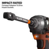 Klein 65038A 6 Inch Impact Driver and Socket Extension Bar Set with 3/8 Inch and 1/2 Inch Drives (4 Piece Set) - 3