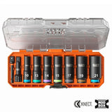 Klein 65109IMPCTM Deep-Well 3/8-Inch Drive Impact Socket Set, Metric, 6-Point Hex with Adapters and MODbox Compatible Case (9-Piece)