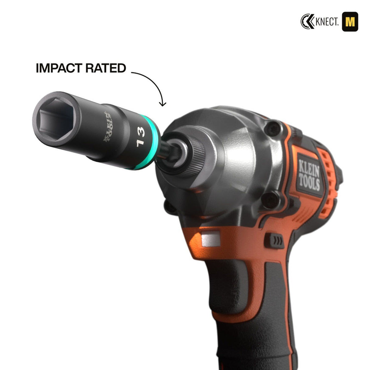 Klein 65109IMPCTM Deep-Well 3/8-Inch Drive Impact Socket Set, Metric, 6-Point Hex with Adapters and MODbox Compatible Case (9-Piece) - 7