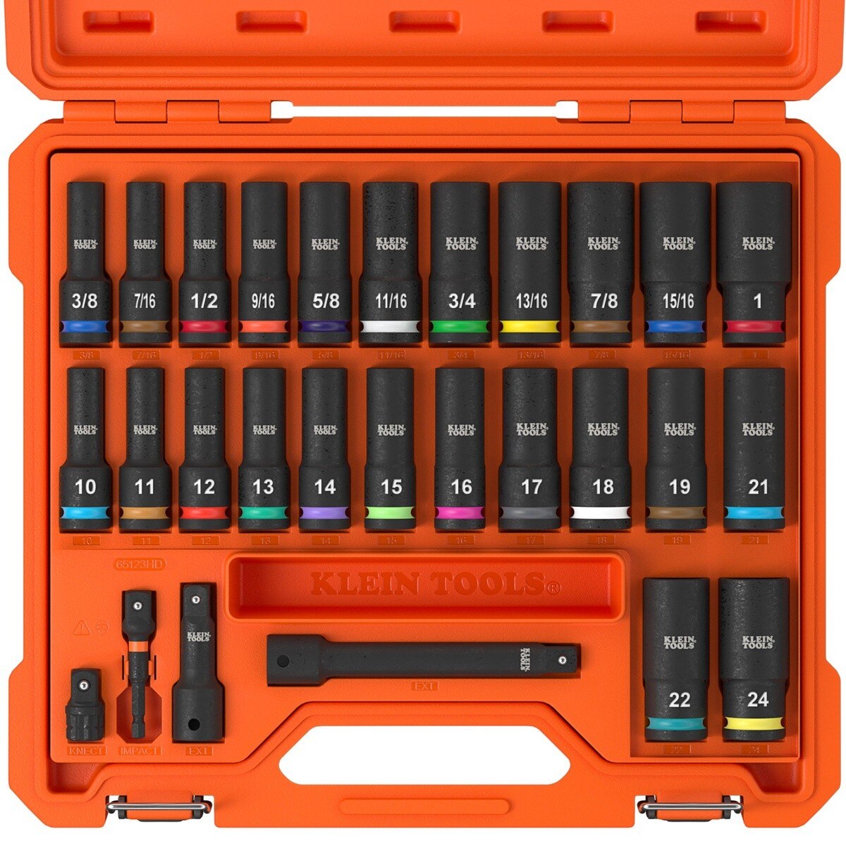 Klein 65123HD KNECT 1/2 in. Drive Deep-Well Impact Socket Set SAE Metric with Case (28-Piece Set)