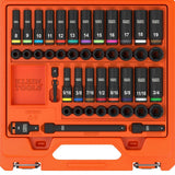Klein 65148HD 3/8 in. Deep and Shallow Impact Socket Set SAE and Metric with Case (44 Piece Set)